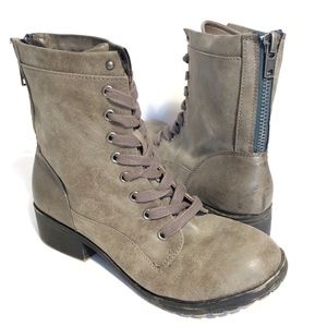 Madden Girl Sz 9 Lace Up Moto Combat Boots In Gray